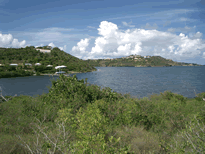 Blick über die Lagune aus der Tigris Road, wo das Delfina Hotel ist